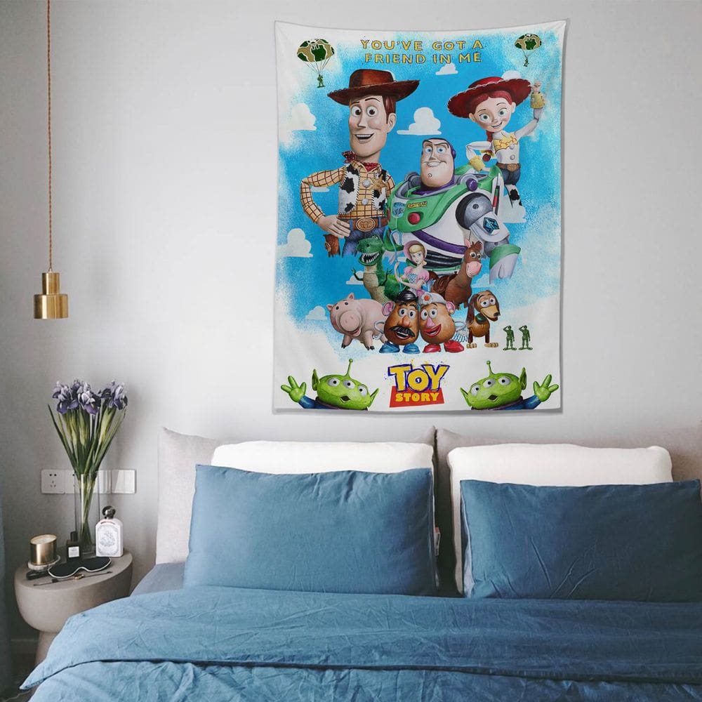 Tapeçaria para pendurar na parede Cartoon Friends Adventure Kids 100x150cm