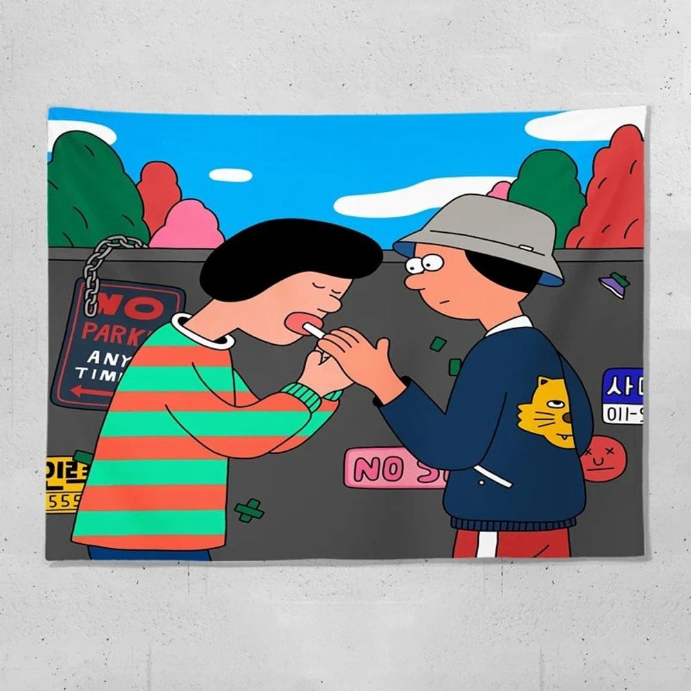 Tapeçaria, pendurados na parede, personagens de desenhos animados 100% poliéster 100x150cm