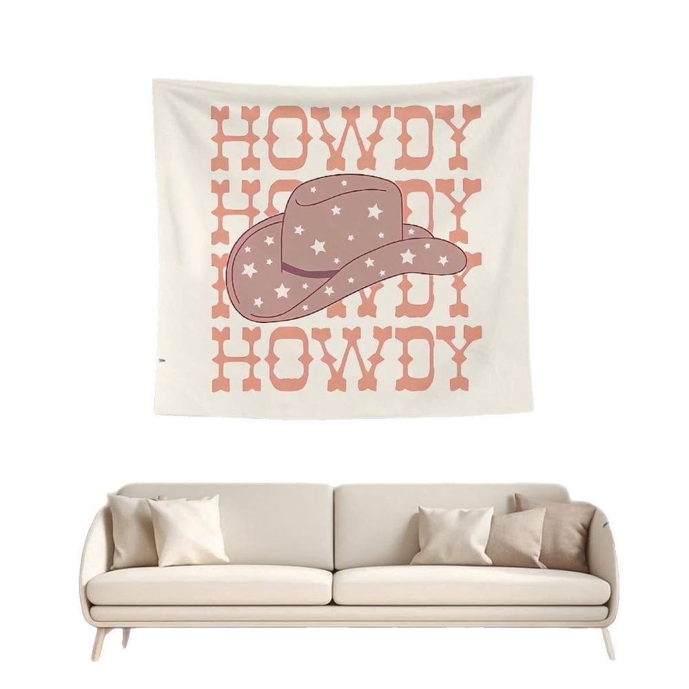 Tapeçaria para pendurar na parede com design de chapéu Howdy Cowboy 100x150cm