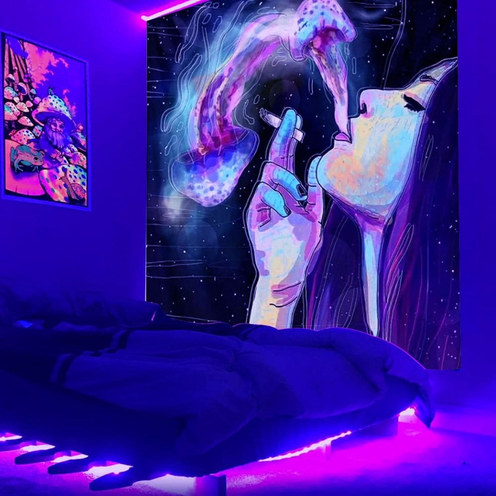 Tapeçaria para decoração de parede Psychedelic Galaxy Girl 100x150cm