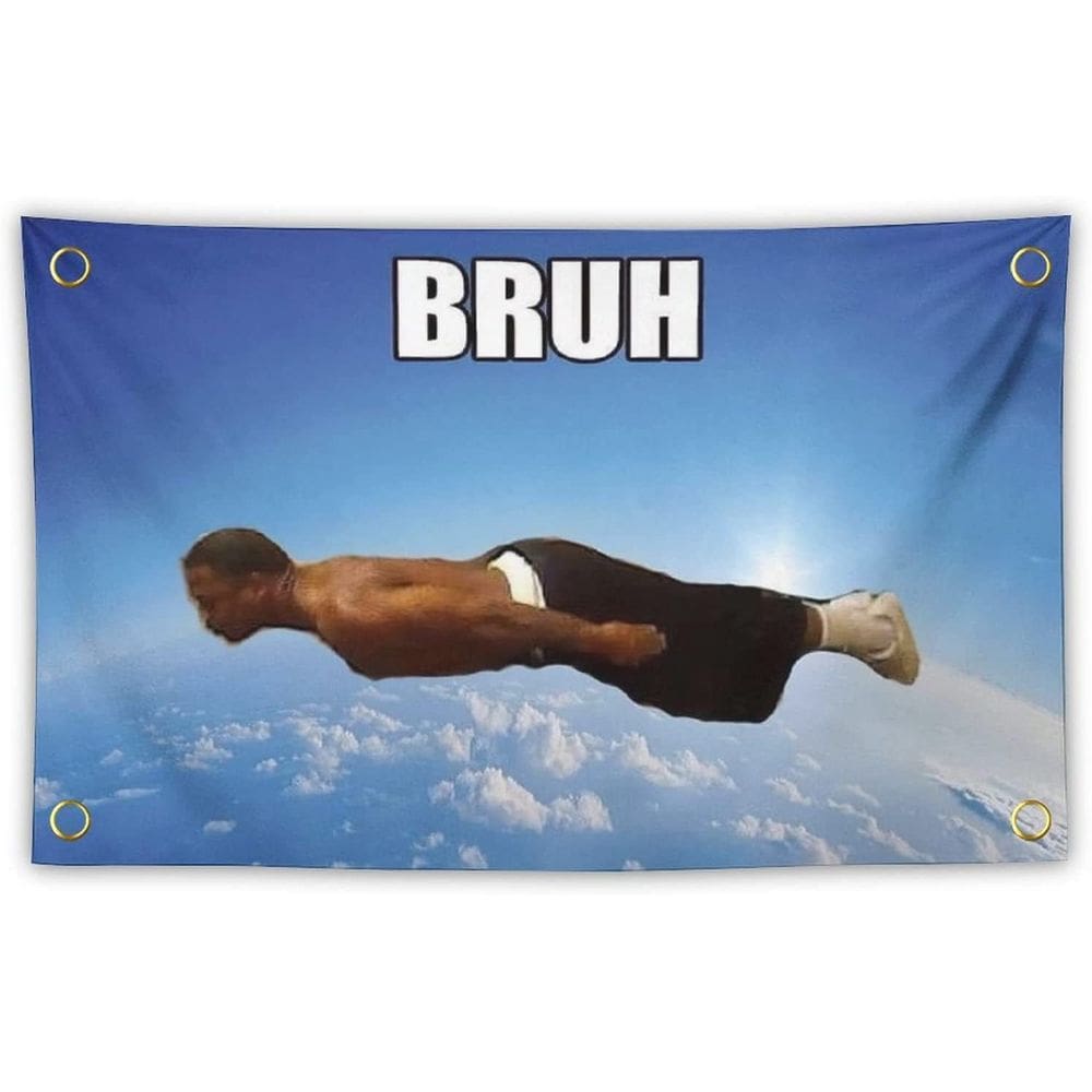 Tapeçaria BRUH Meme Flying Man Room Decor 100x150cm Poliéster