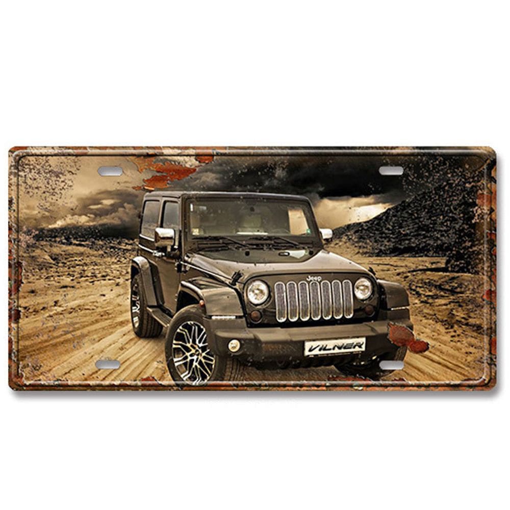 Pôster vintage de Jeep Car, decoração de parede, pintura em ferro