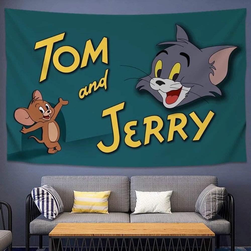 Tapeçaria para pendurar na parede Tom e Jerry Classic Cartoon 100x150cm