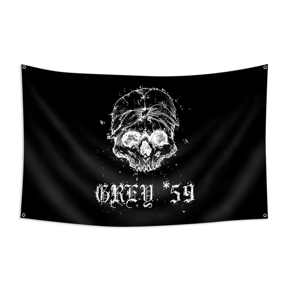 Tapeçaria para pendurar na parede, caveira e ossos cruzados, cinza 59, 100x150cm