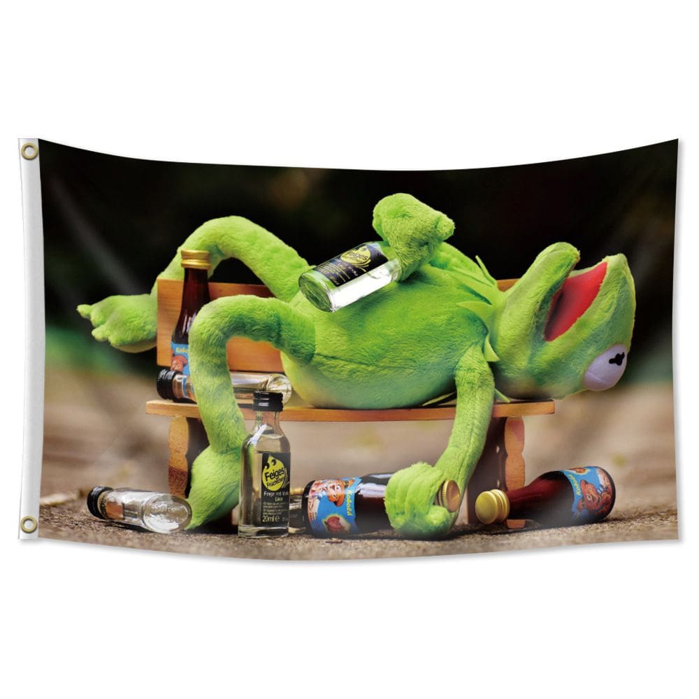 Tapeçaria Kermit the Frog Drunk Funny Wall Decor 100x150cm