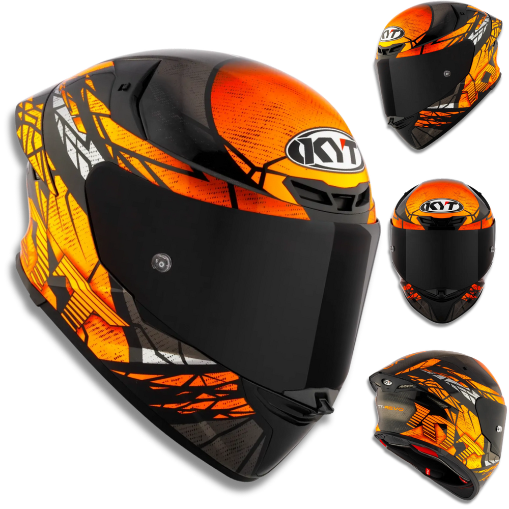 Capacete KYT TT Revo Combustion Preto e Laranja