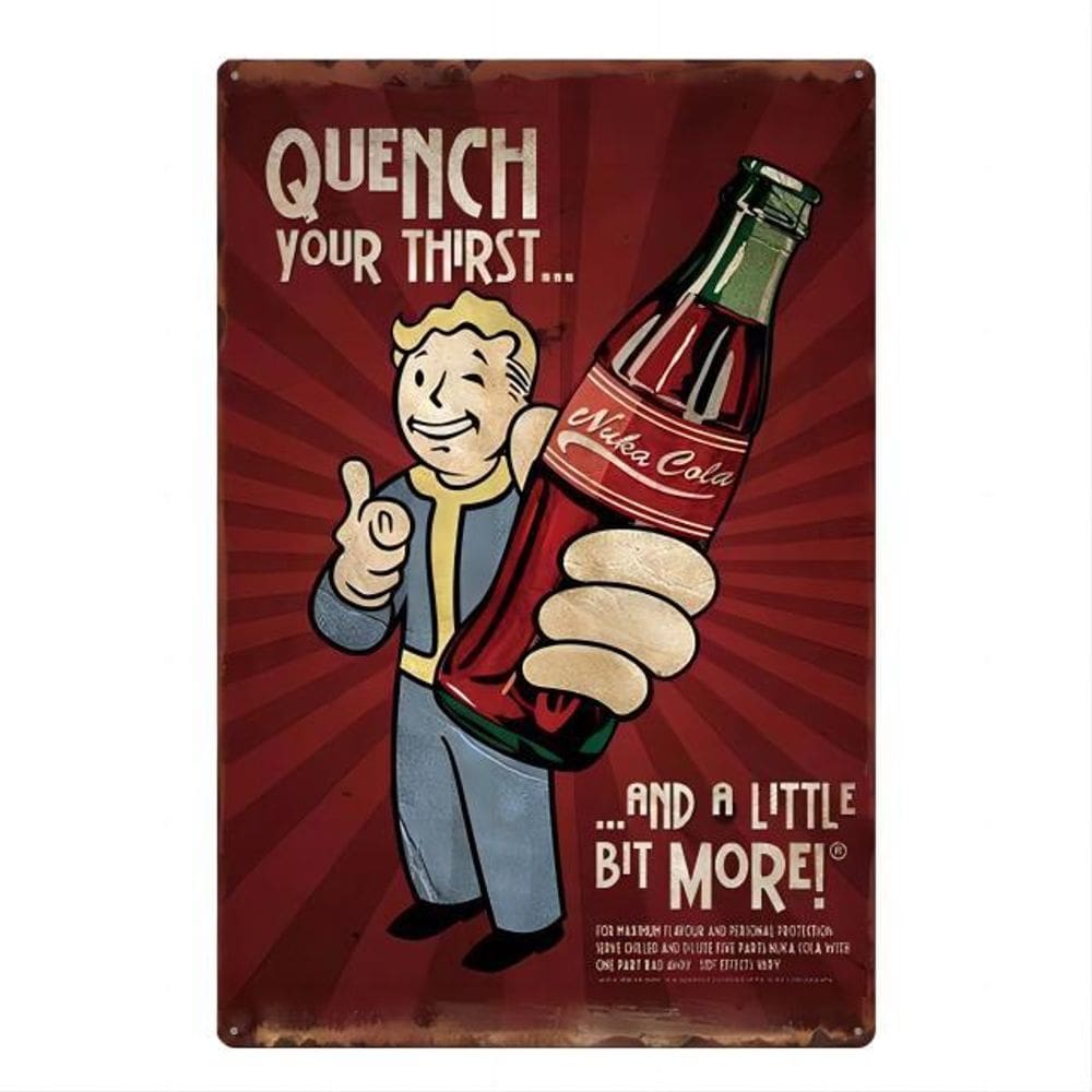 Pôster com pintura em ferro e decoração de parede vintage Nuka Cola 30x20cm