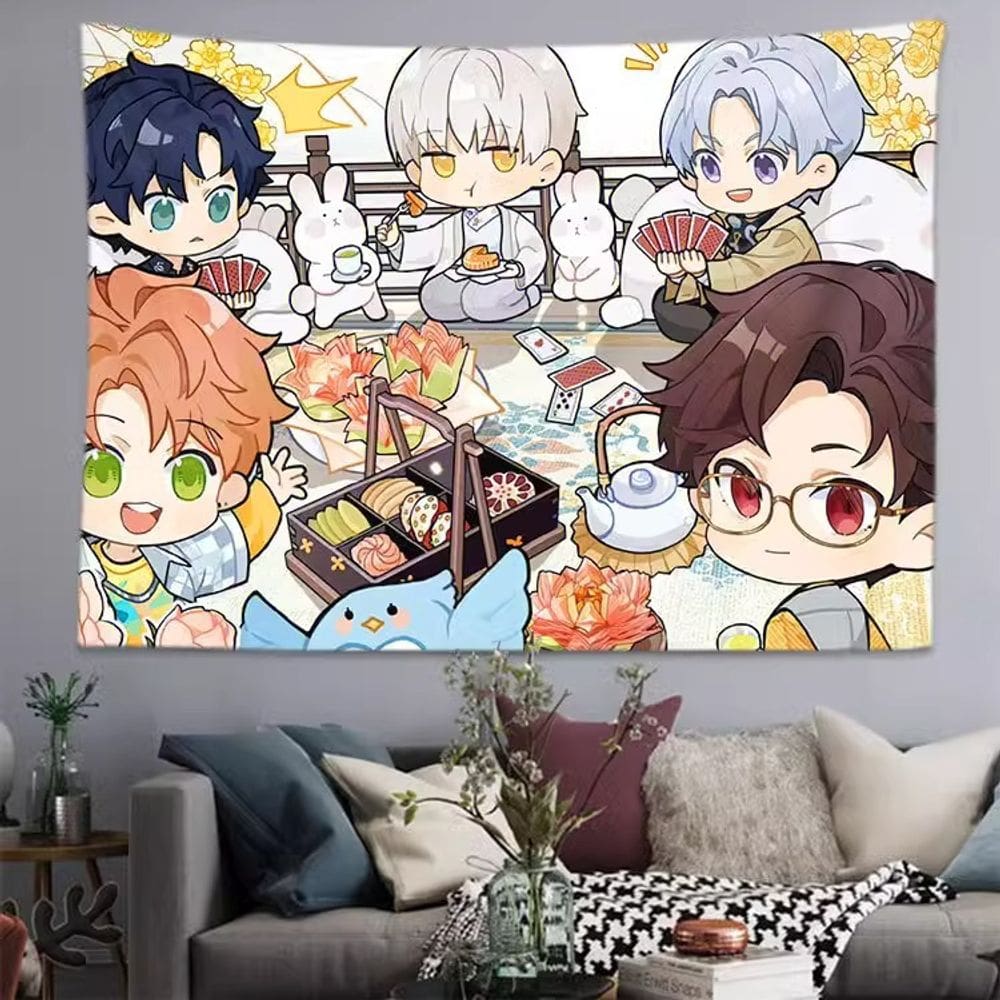 Tapeçaria para pendurar na parede Anime Chibi Tea Party 100x150cm