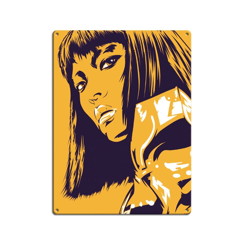 Pôster de pintura em ferro, arte pop retrô, retrato de mulher ousada