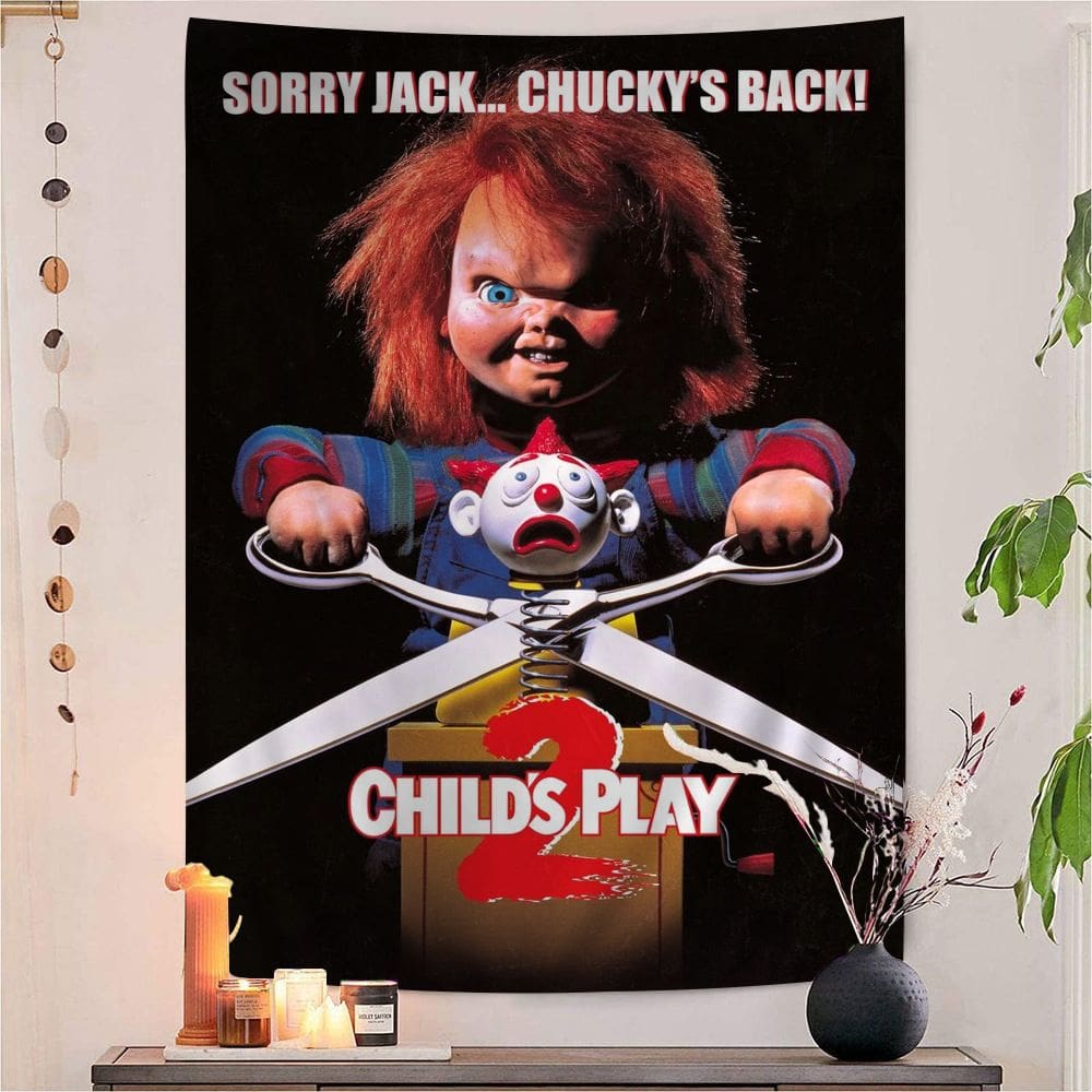 Decoração de tapeçaria para pendurar na parede Chucky Child`s Play 2 Horror