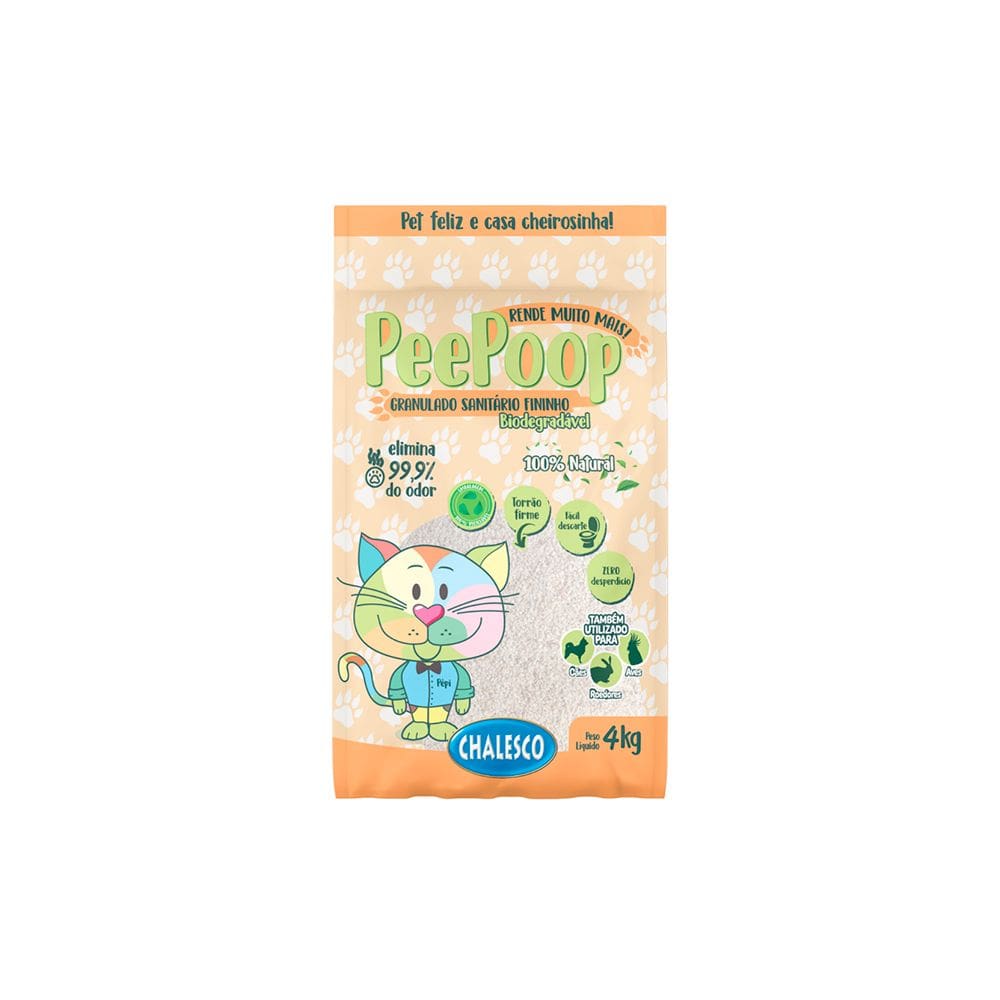 Areia Higienica Mandioca Peepoop Graos Finos Gatos - 4Kg