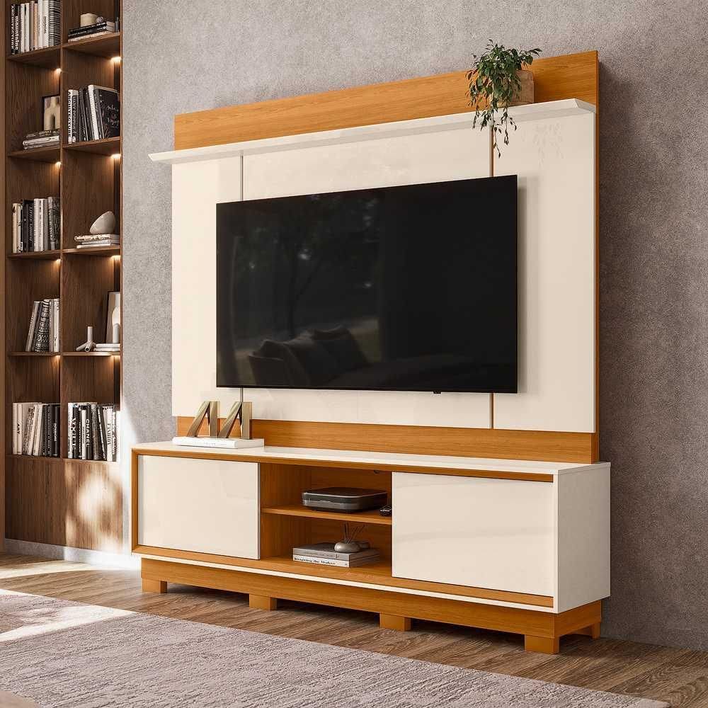 Home Theater Siena para TV de até 75 polegadas (Com Pés) - Cinamomo Off White - Madetec