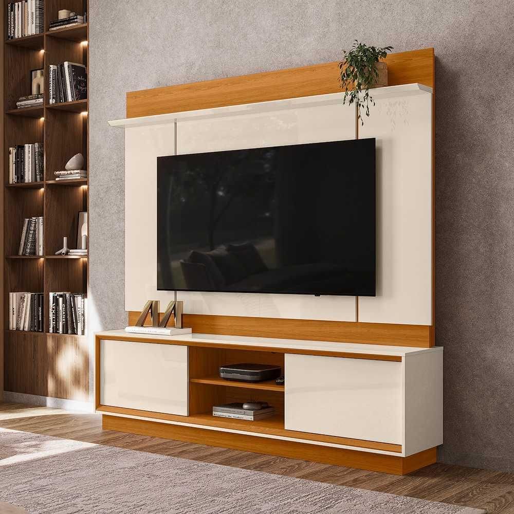 Home Theater Siena para TV de até 75 polegadas - Cinamomo Off White - Madetec