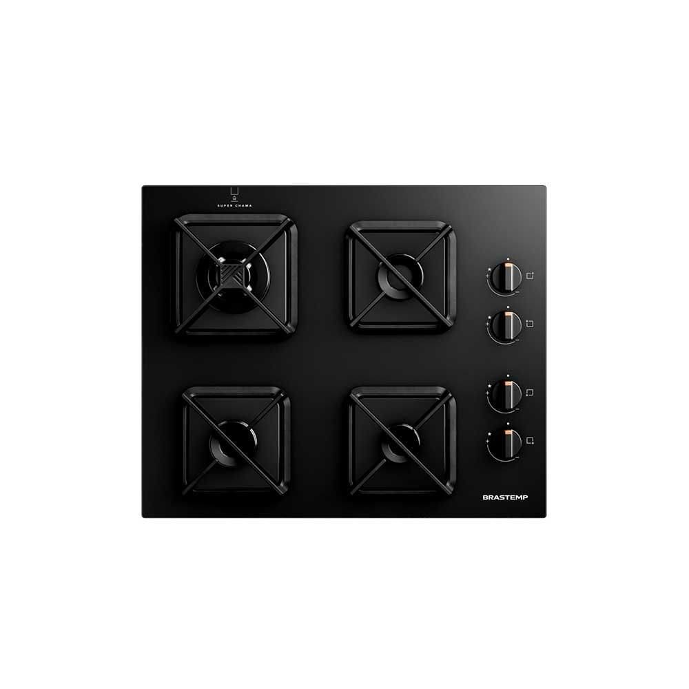 Cooktop a Gás Brastemp em Vidro Temperado com 04 Bocas Preto - BDS62AE