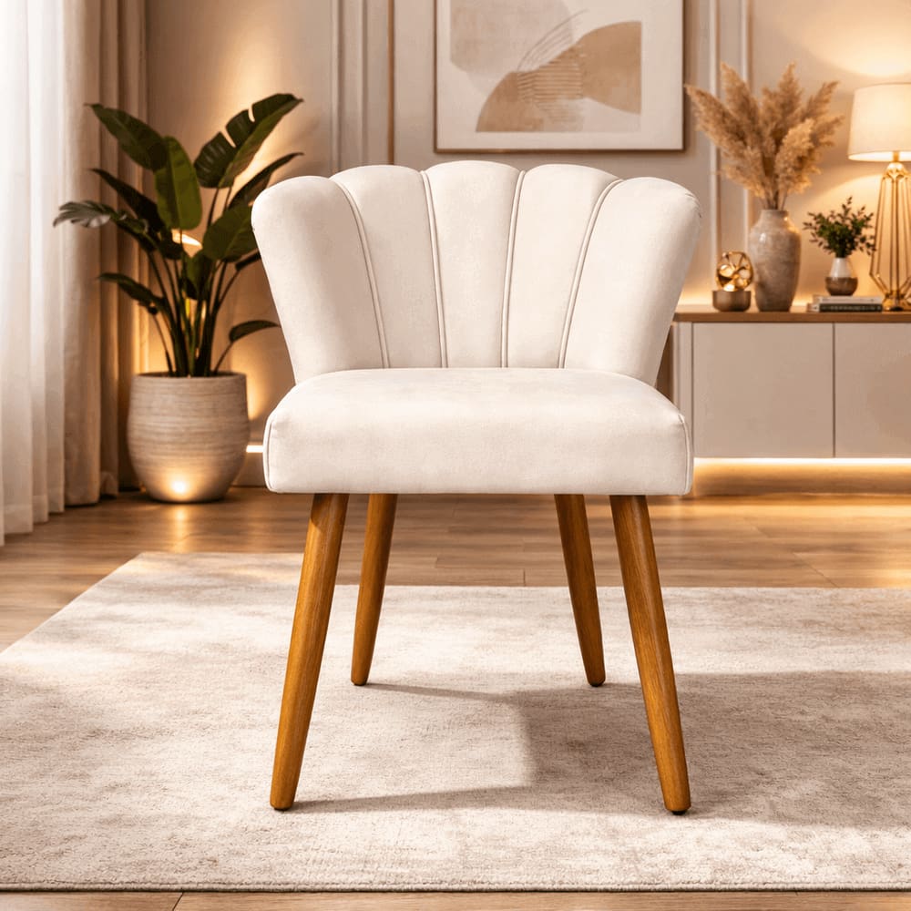 Poltrona Recepção Luxo Design Moderno Conforto Pétala Suede