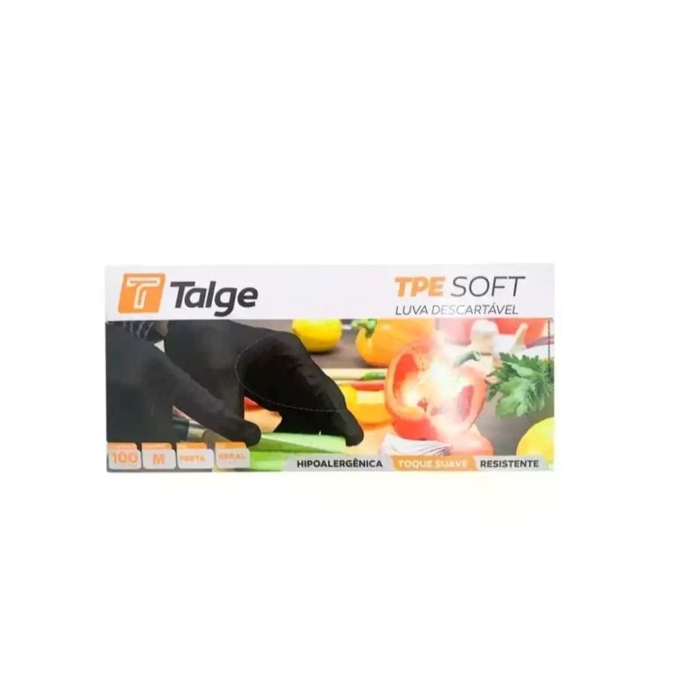 Luva Descartável Tpe Soft M Preta Talge