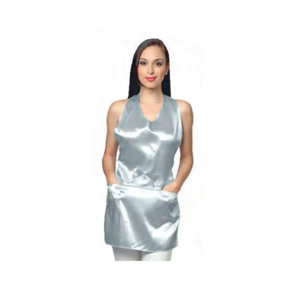 Avental Cetim Prata Longo Com bolso Santa Clara