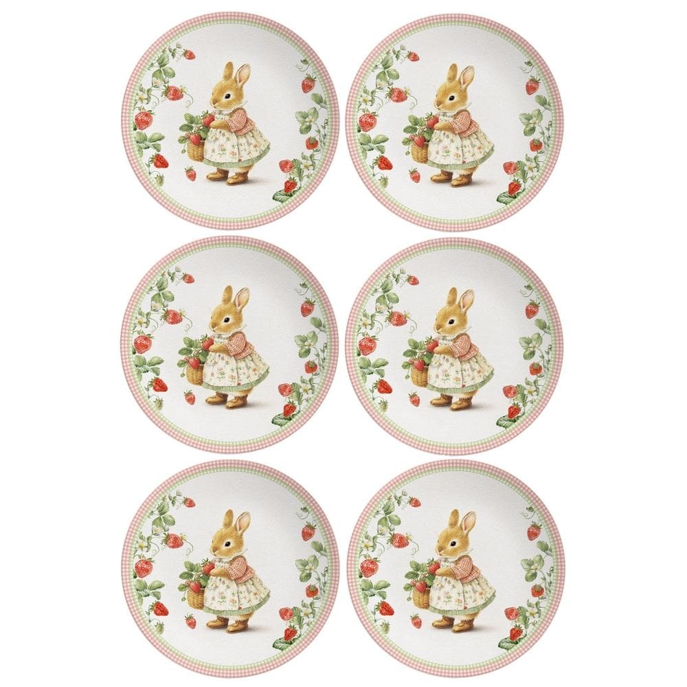 Jogo de Pratos de Sobremesa Páscoa Doce Encanto - 21cm - 6 Peças - Alleanza