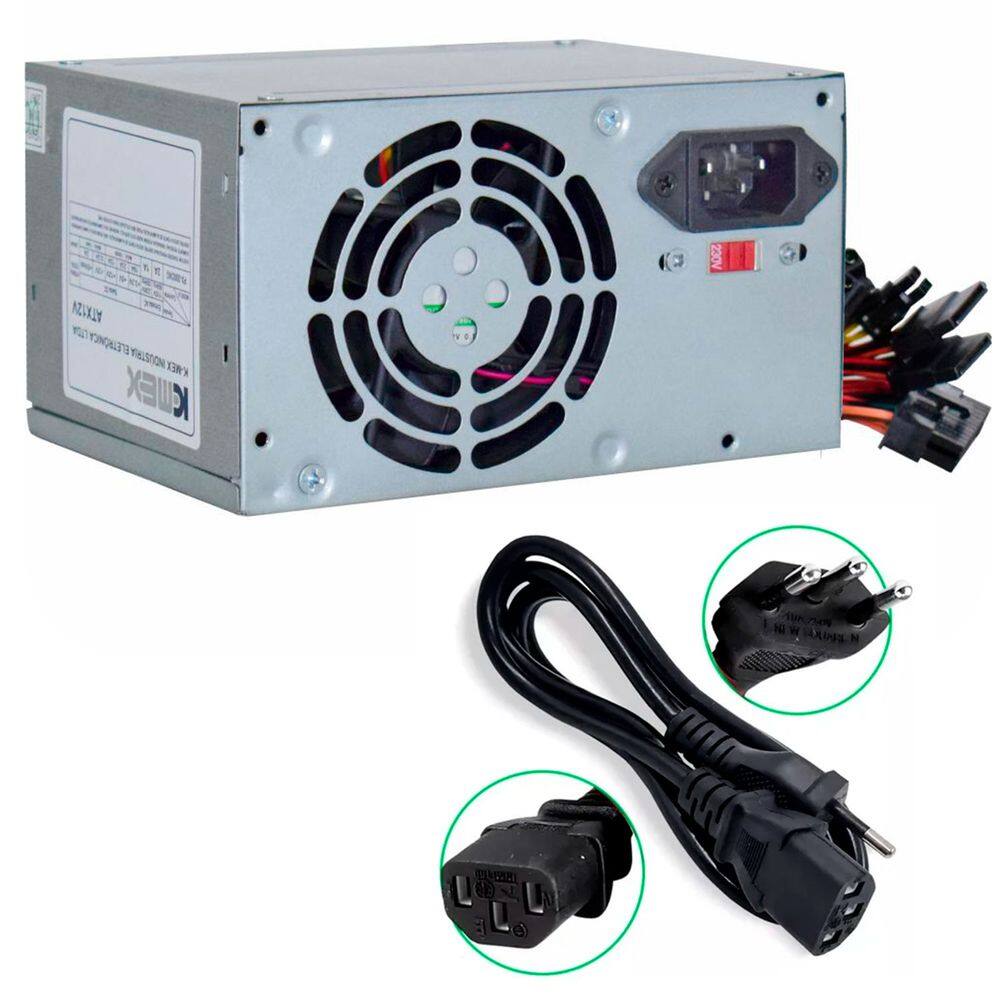 Fonte K-MEX PX-300CNG, 200W, Bivolt Manual, Silenciosa, C/ Cabo de Energia