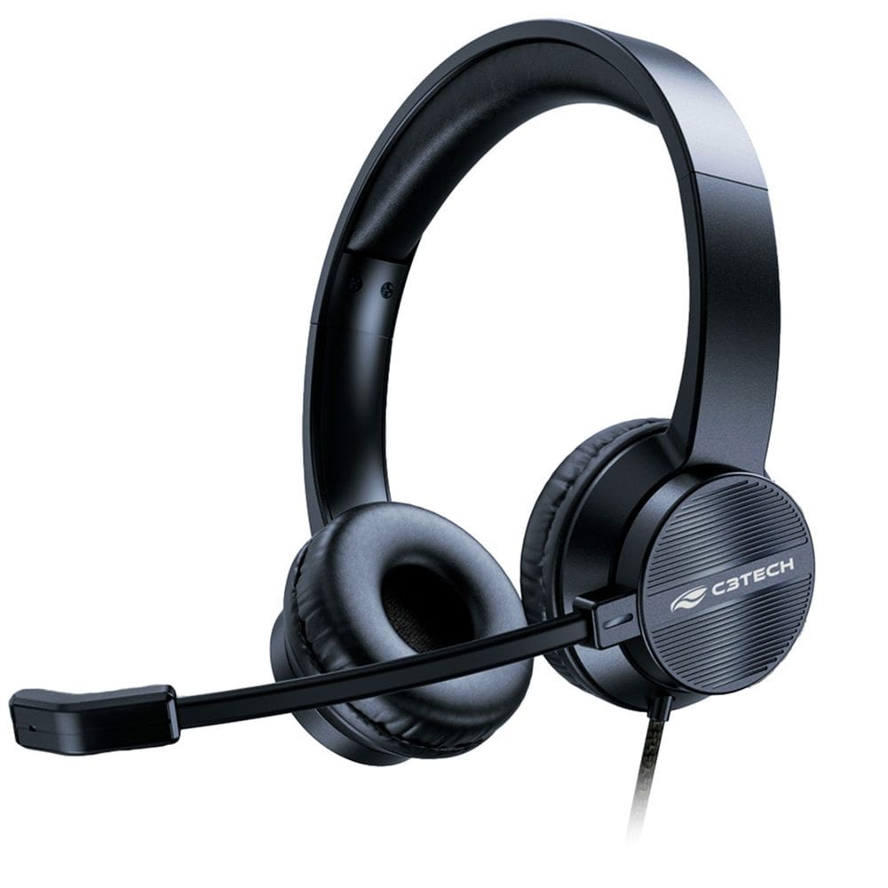 Headset Office C3Tech, Conexão USB,  Driver 40mm, Design Ergonômico, Microfone Integrado, Cabo 1,80 Metros - PH-380BK