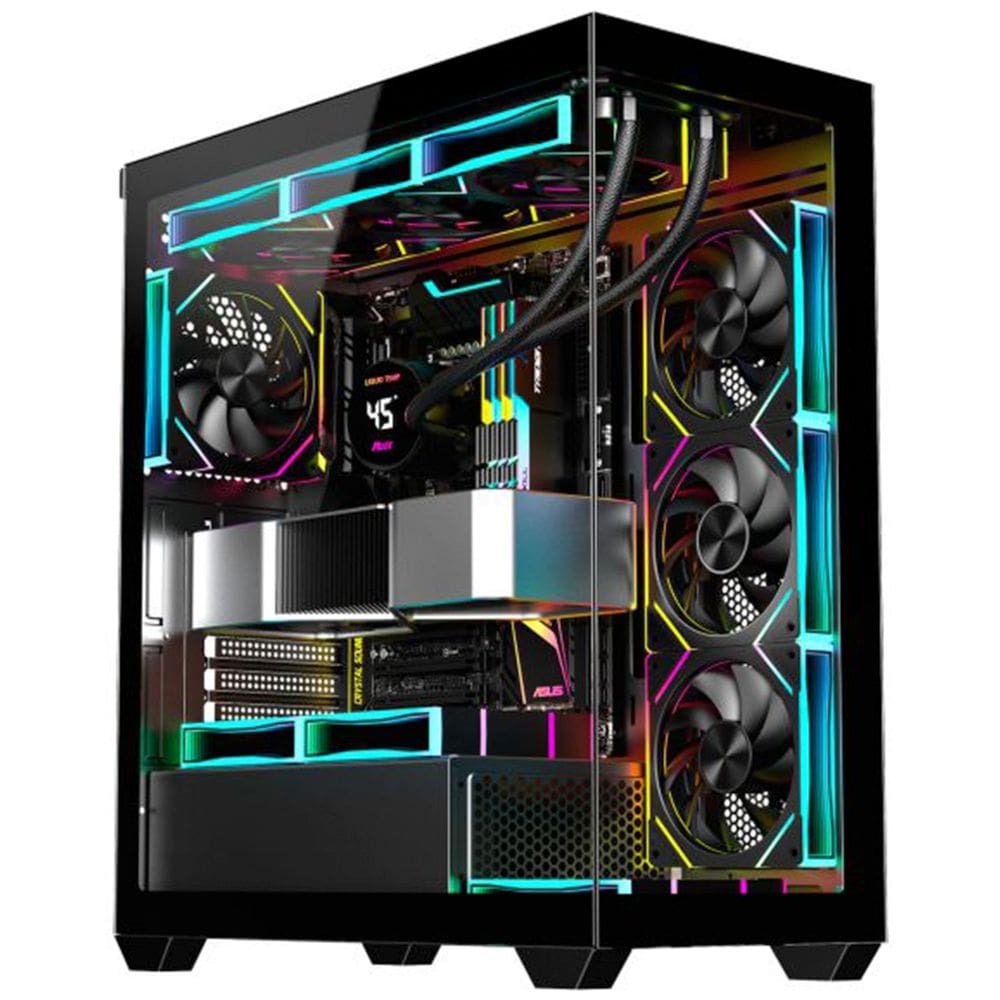 Gabinete Gamer Aquário K-MEX Torre Negra CG-36DY, Frontal e Lateral em Vidro Temperado, ATX, USB 3.0, Preto - CG36DYRH001CB0X