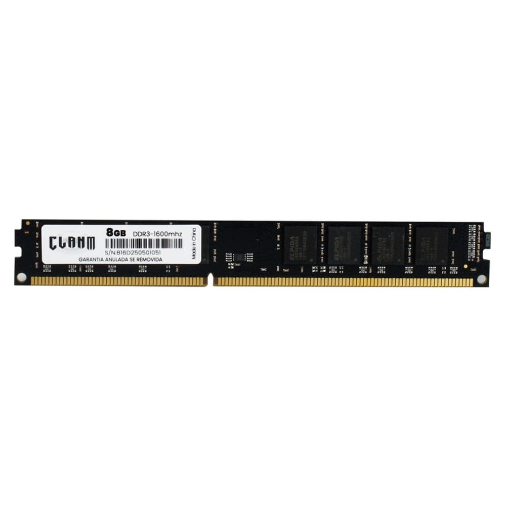 Memória Clanm DDR3 8GB, 1600Mhz, PC3-12800, CL11, 1.5V, 240-Pin DIMM