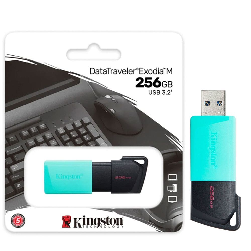 Pendrive Kingston  DataTraveler Exodia M 256GB. USB 3.2, Preto e Verde - DTXM/256GB