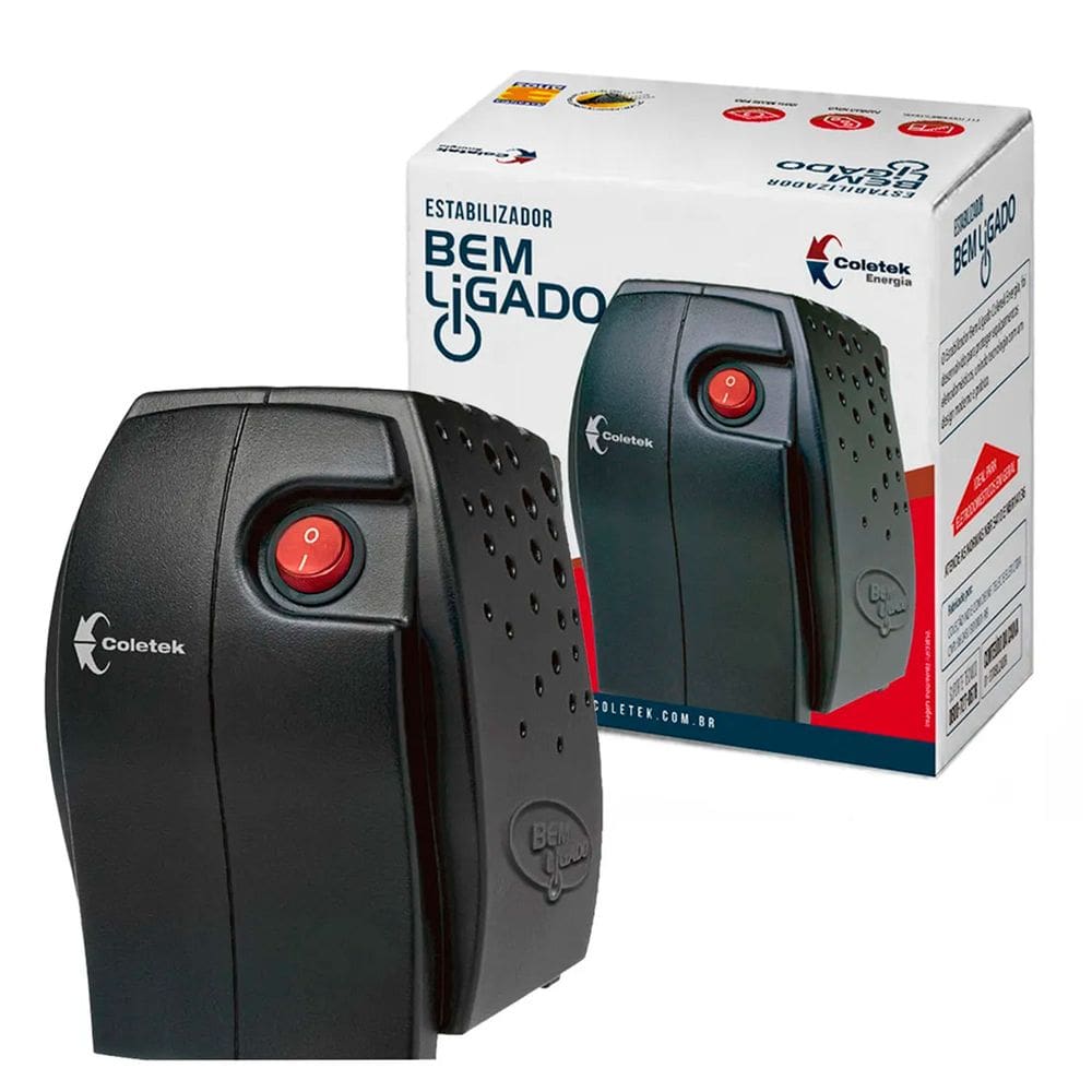 Estabilizador Coletek Bem Ligado 300VA Bivolt Manual, 4 Tomadas - ES-300VA-BM