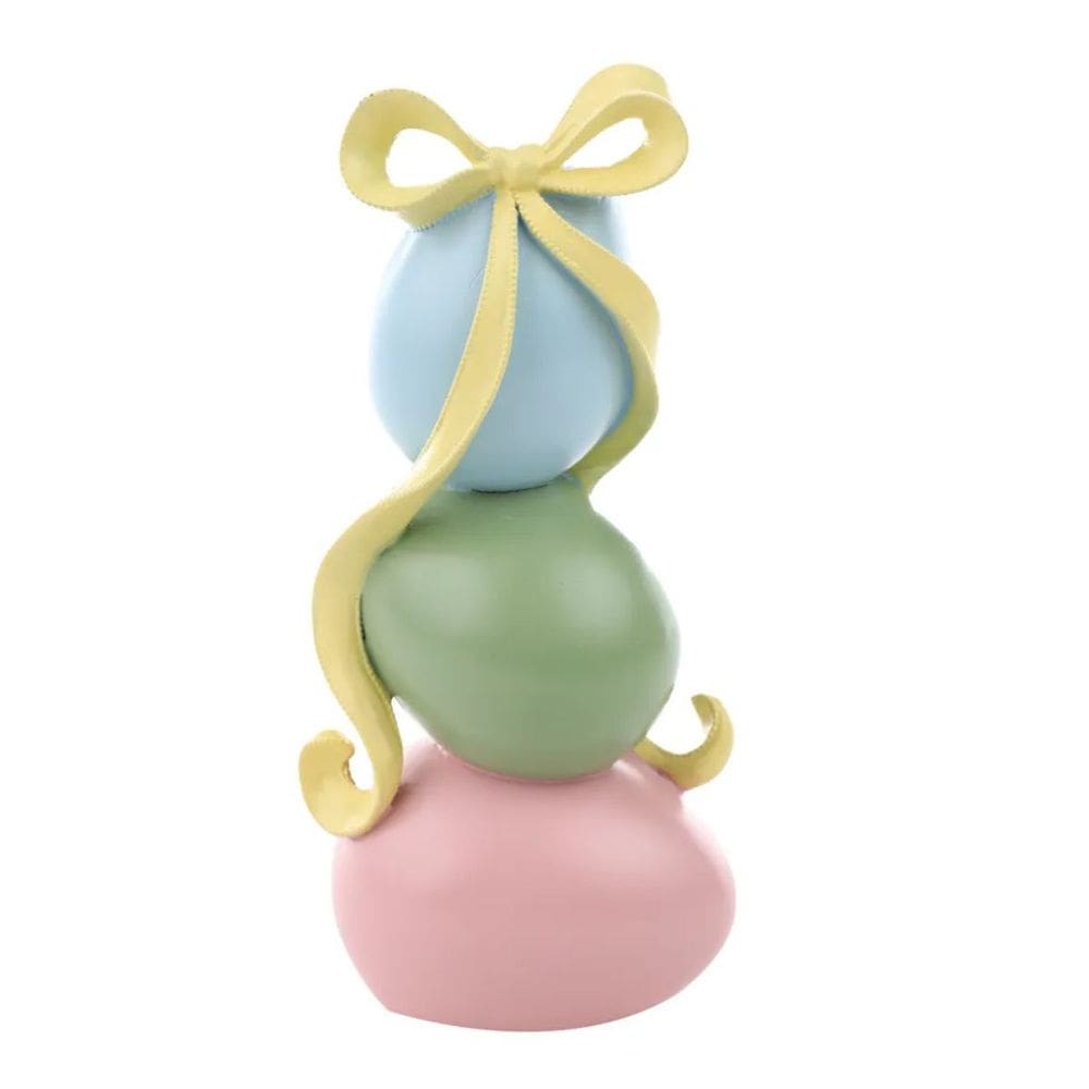 Porta Velas De Pascoa Pastries Ovo Colorido C/ Laço 21x8cm