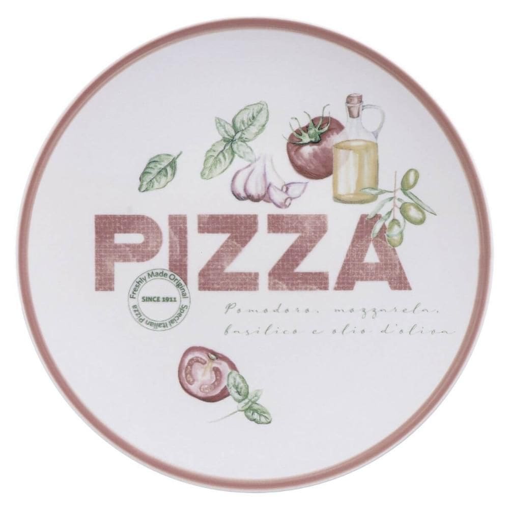 Prato Raso para Servir Pizza Porcelana Decorada 25cm Tramontina Milano Mesa Posta