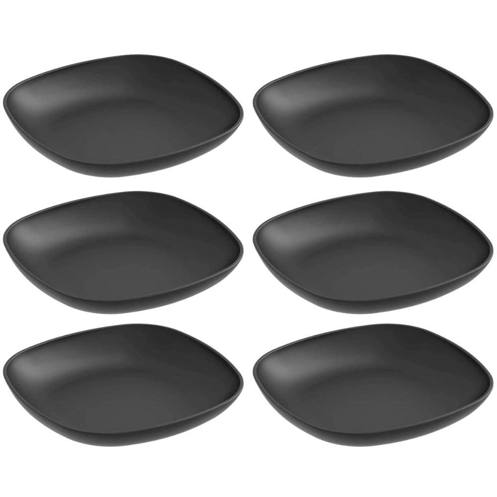Kit 6 Pratos para Sobremesa Quadrados 17cm Preto Coza Plástico Essential