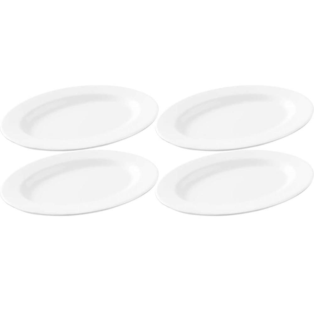 4 Travessas Bandeja Rasa Melamina Branca 25x18cm Oval Refratária Servir