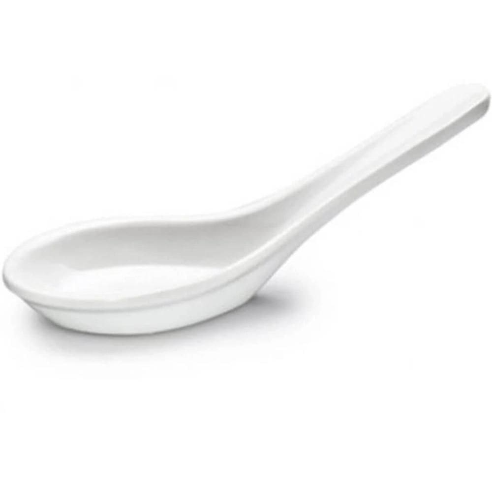 Colher de Sopa Chinesa Comida Asiática Melamina Branca 10ml Alça Longa Haus Concept