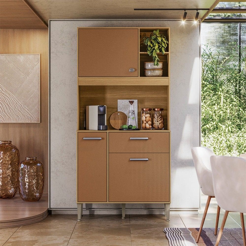 Armário de Cozinha Kits Zen 3 Portas 1 Gaveta Freijó/CaraMarromo - Kits Paraná