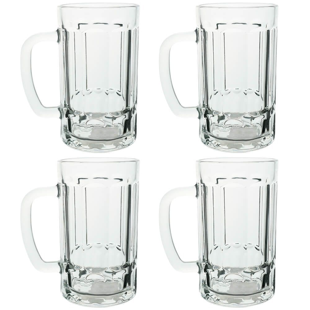 Jogo de Canecas de Chopp e Cerveja de Vidro 360ml 4 Peças  - Seu Lar