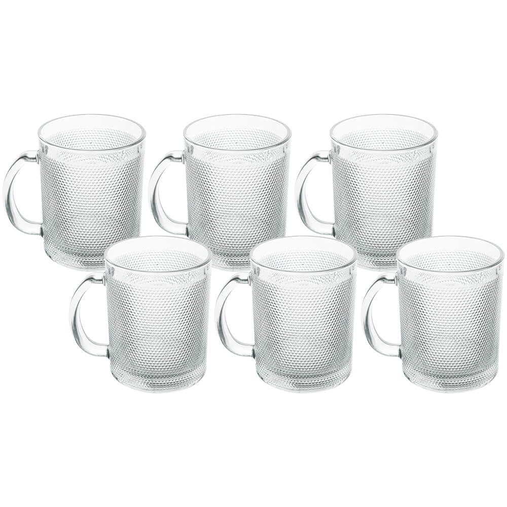 Jogo de Canecas de Café de Vidro 280ml Bico de Jaca 6 Peças  - Seu Lar
