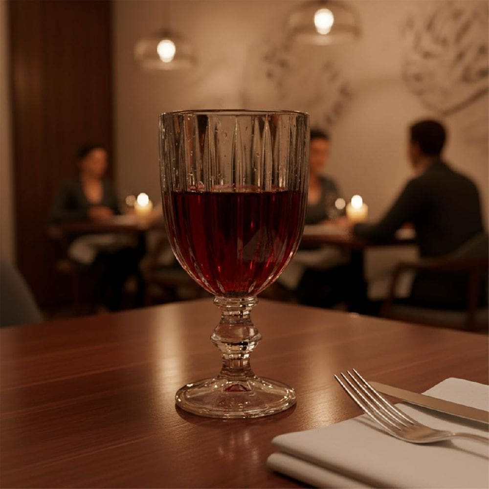 KIT 6 TAÇAS VINHO ÁGUA HOME&CO LAPIDADO VIDRO 280ml 16x8x8cm TRANSPARENTE