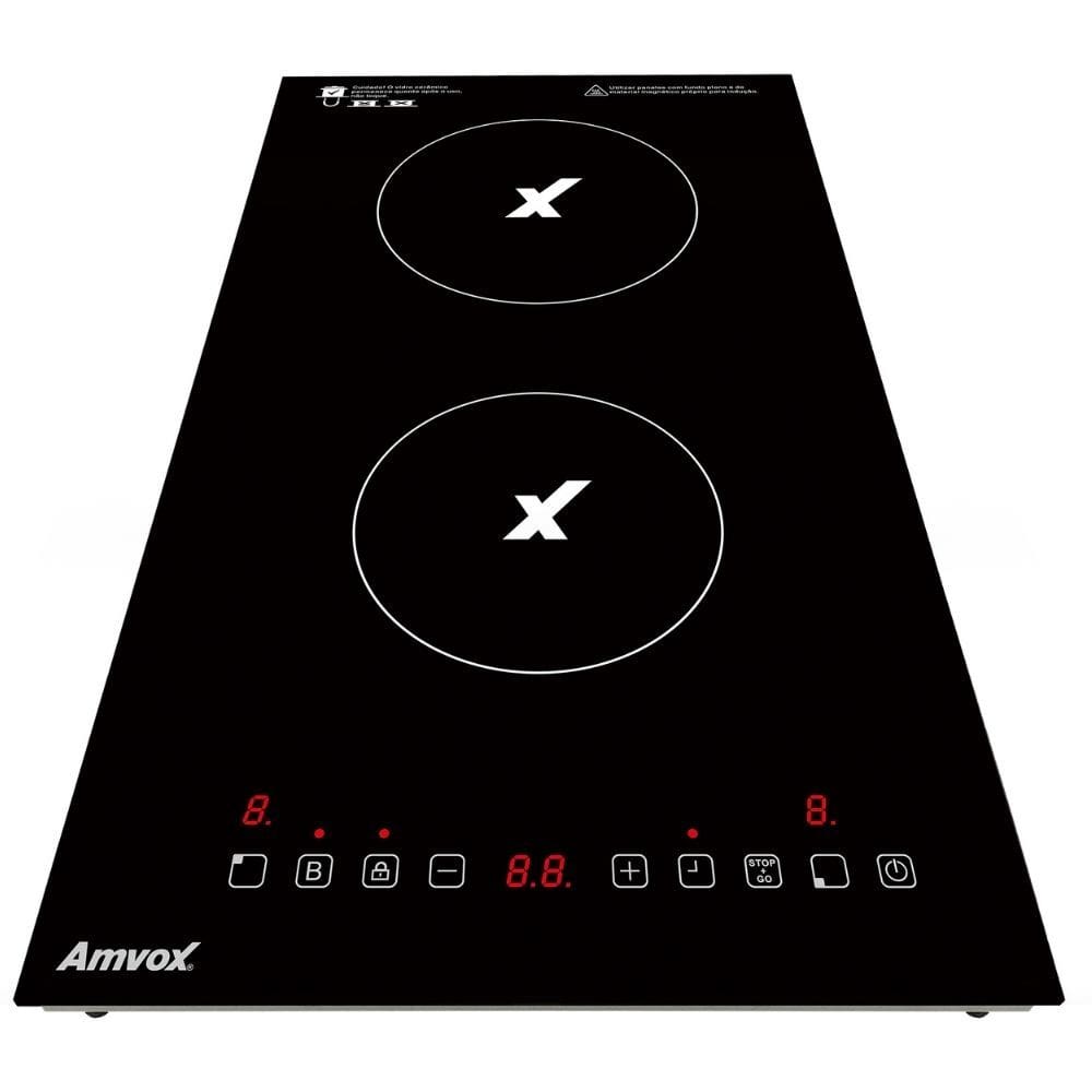 Cooktop 2 Bocas por Indução Amvox 1500W ACT 204 Turbo Black 220V