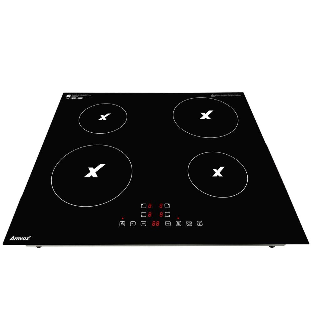 Cooktop 4 Bocas por Indução Amvox 2000W ACT 407 Turbo Black 220V