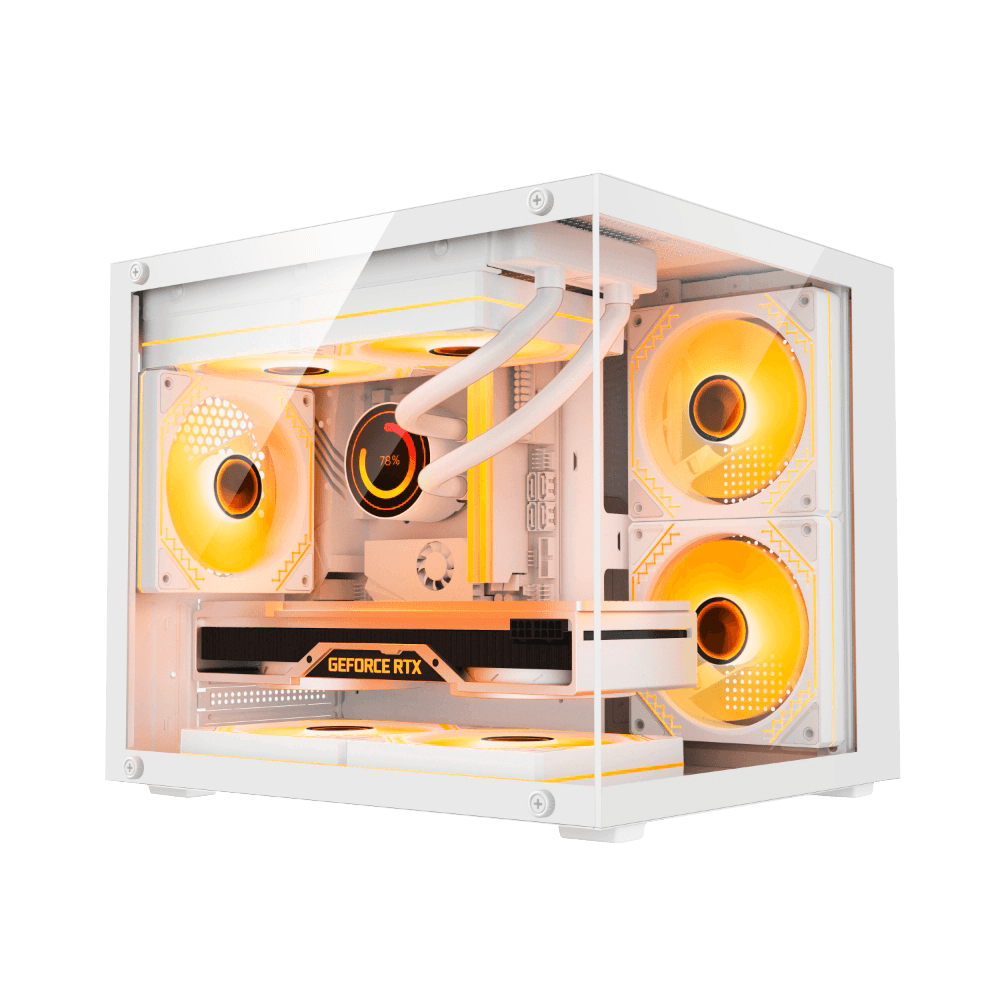 Gabinete Gamer Duex Aquario, Mid-Tower, Lateral E Frontal De Vidro, Branco, 3X Fans Rgb - Dxga325wh