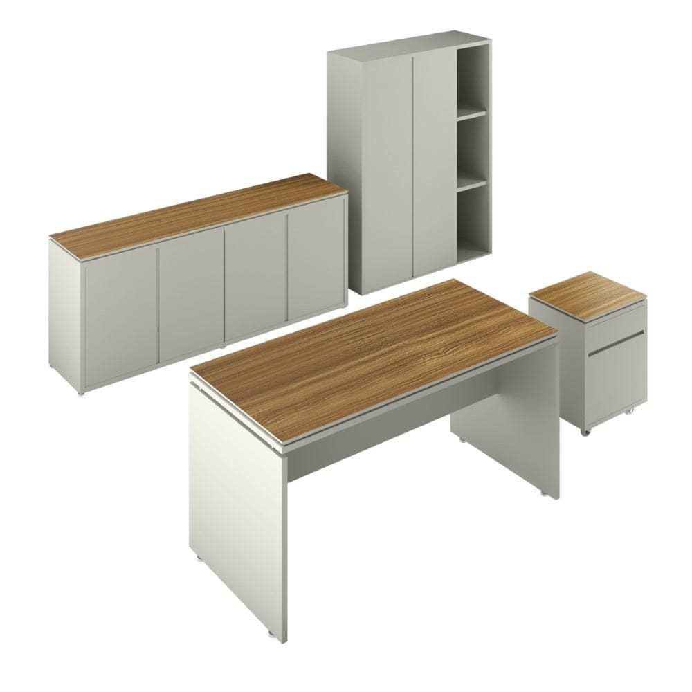 Conjunto de Escritório Office 2 Peças Mesa e Balcão Liverpool - Via Nossa