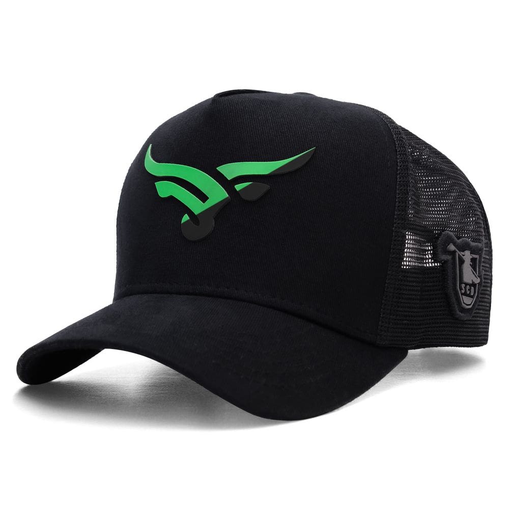 Boné Sacudido`s Boi Estilizado Fogo - Preto - Verde Neon