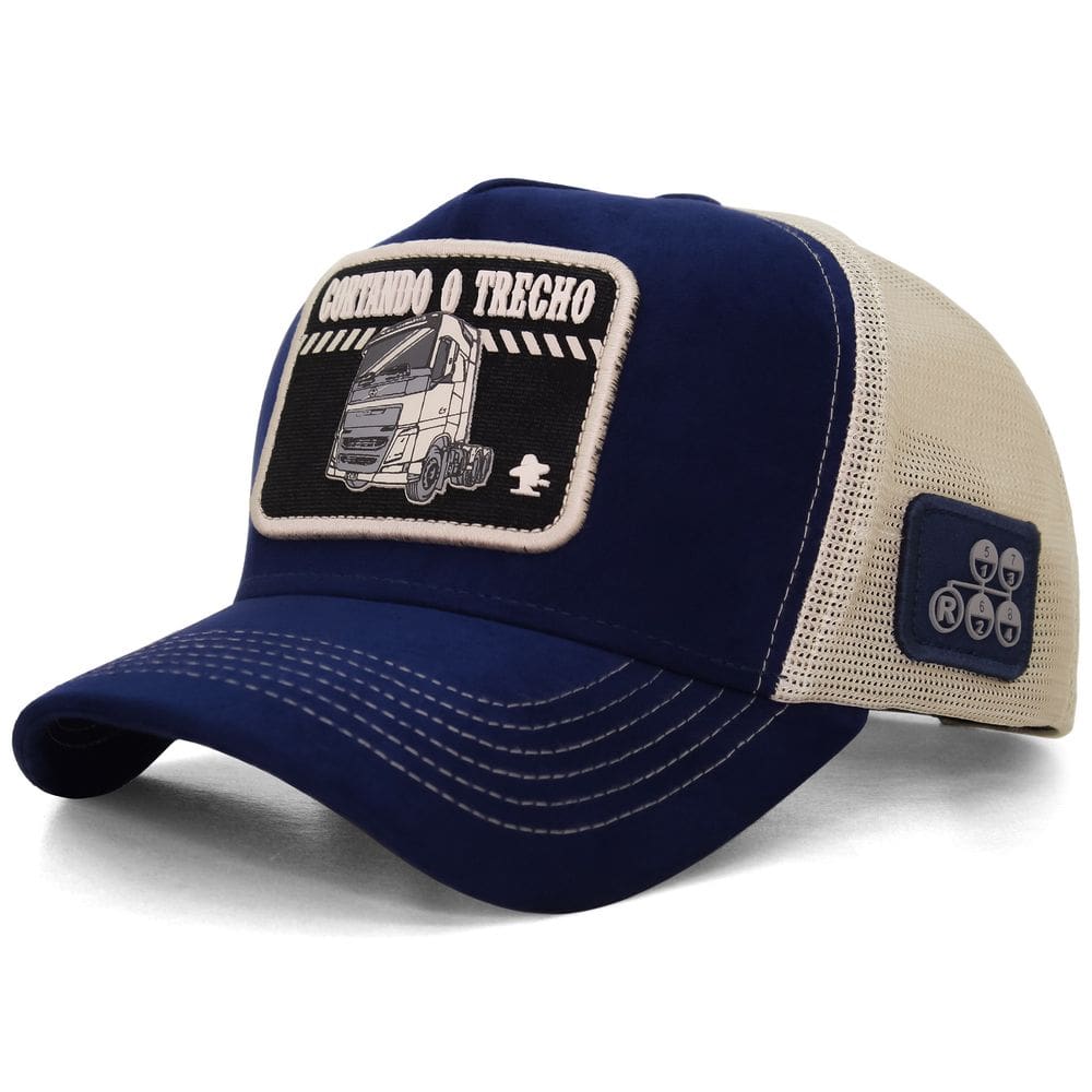 Boné Sacudido`s - Cortando o Trecho - Caminhoneiro - Suede Azul Marinho - Tamanho Especial