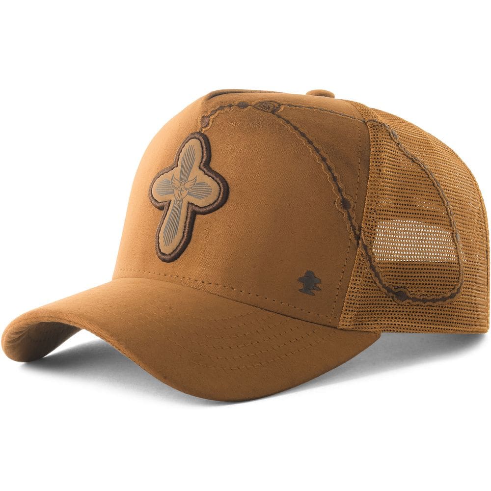Boné Sacudido`s - Cruz - Terço - Suede Caramelo