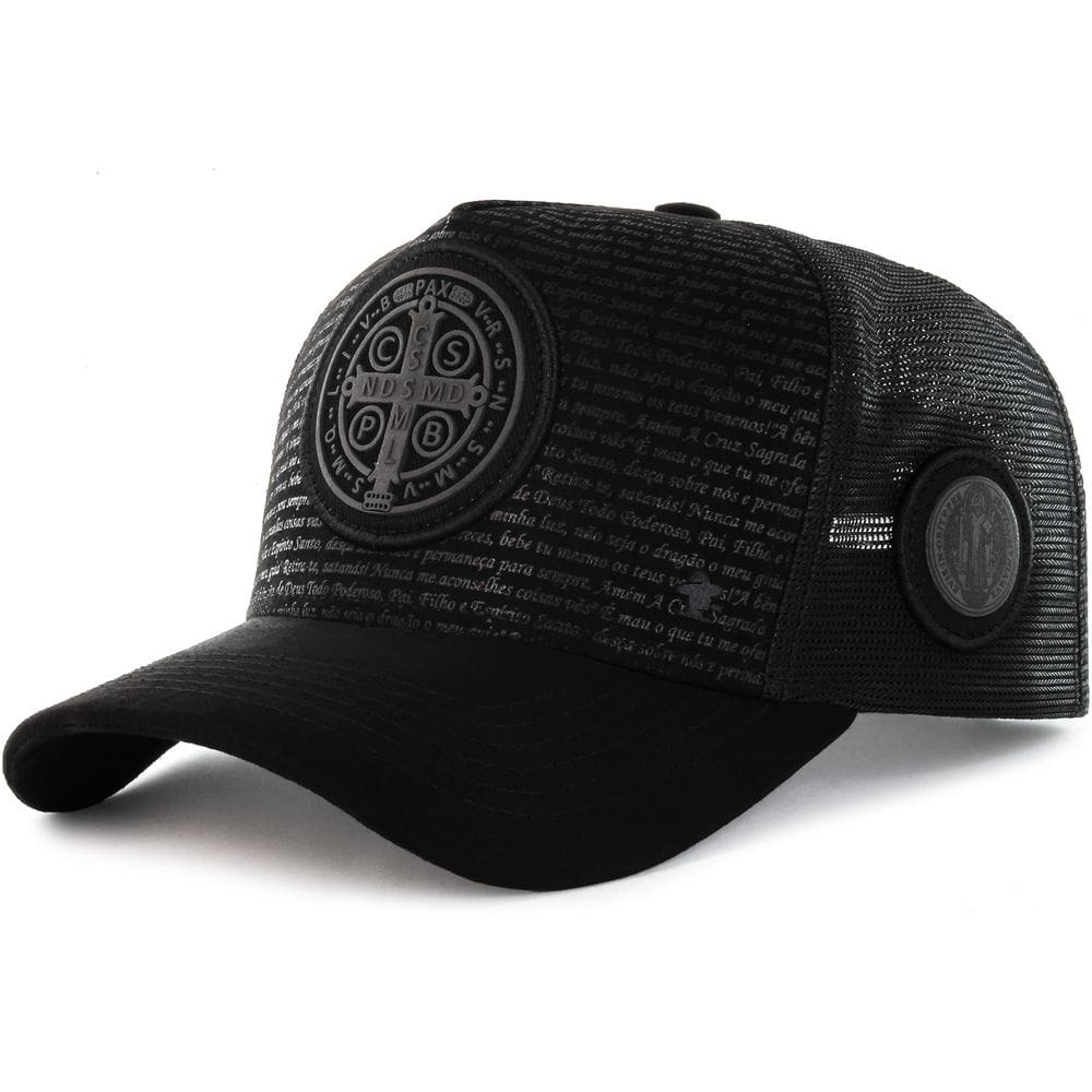 Boné Sacudido`s - Medalha de São Bento - Suede Preto - Oração