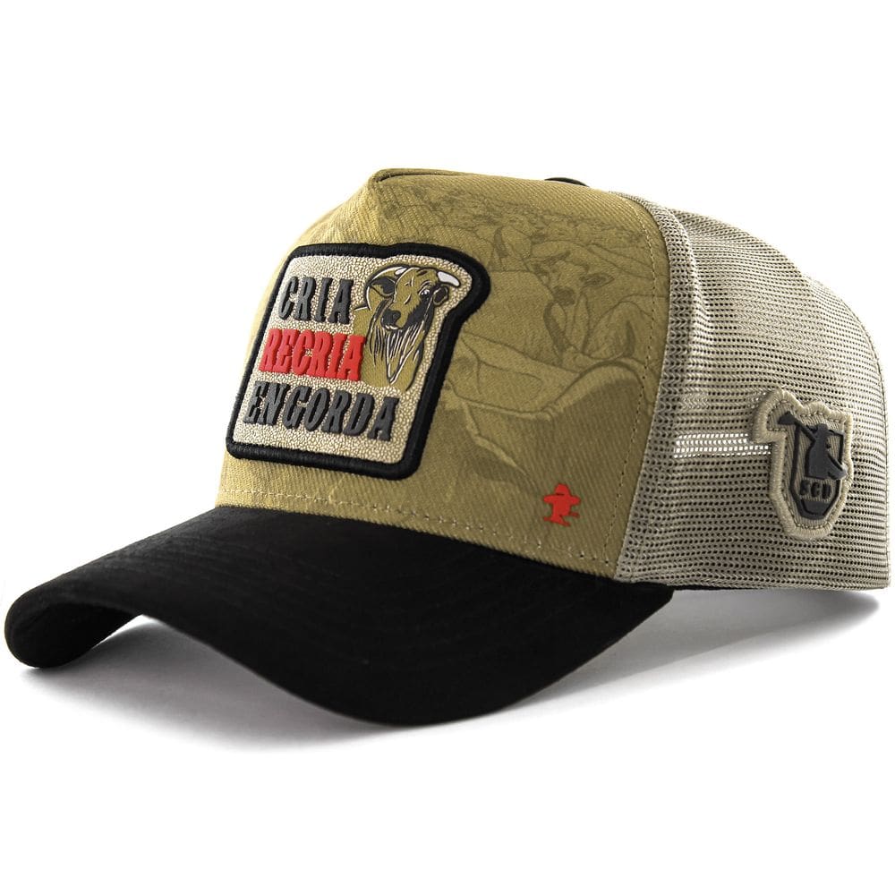 Boné Sacudido`s Cria, Recria e Engorda - Bege e Preto