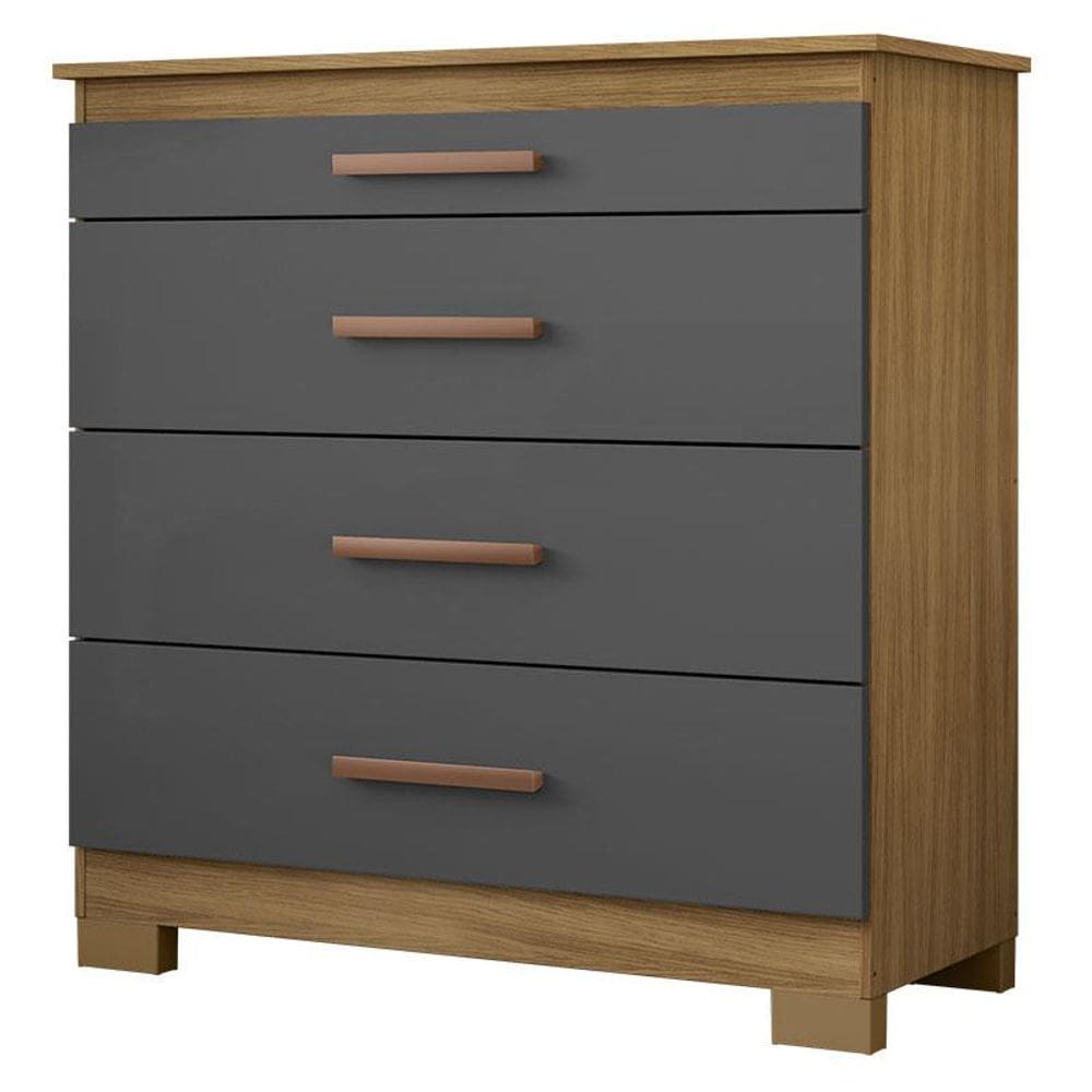 Cômoda 4 Gavetas New Carvalho Americano Grafite- Incorplac