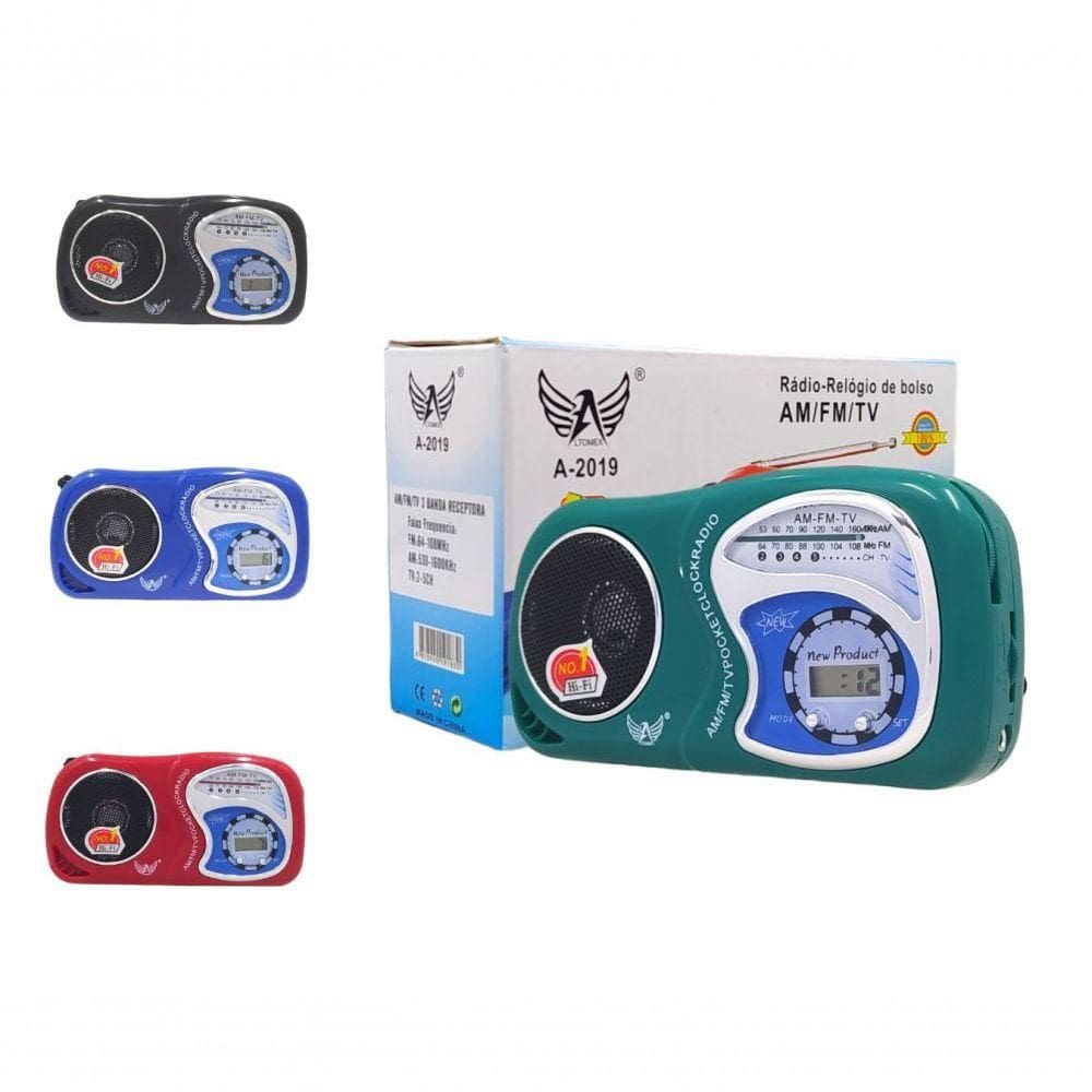 Rádio Portátil Retro Fm/am Com Relógio Digital