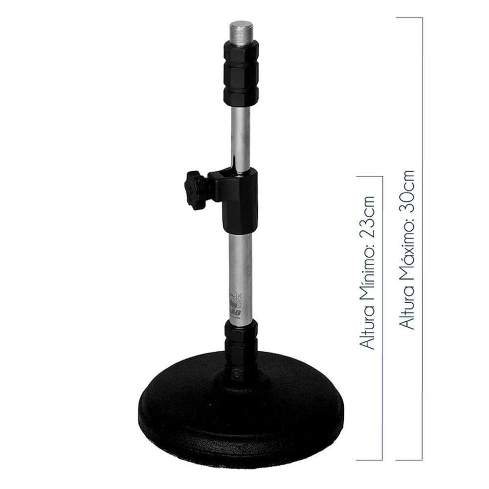 Suporte De Mesa Para Microfone Fixo Cromado C/reg Ps-02 Cr