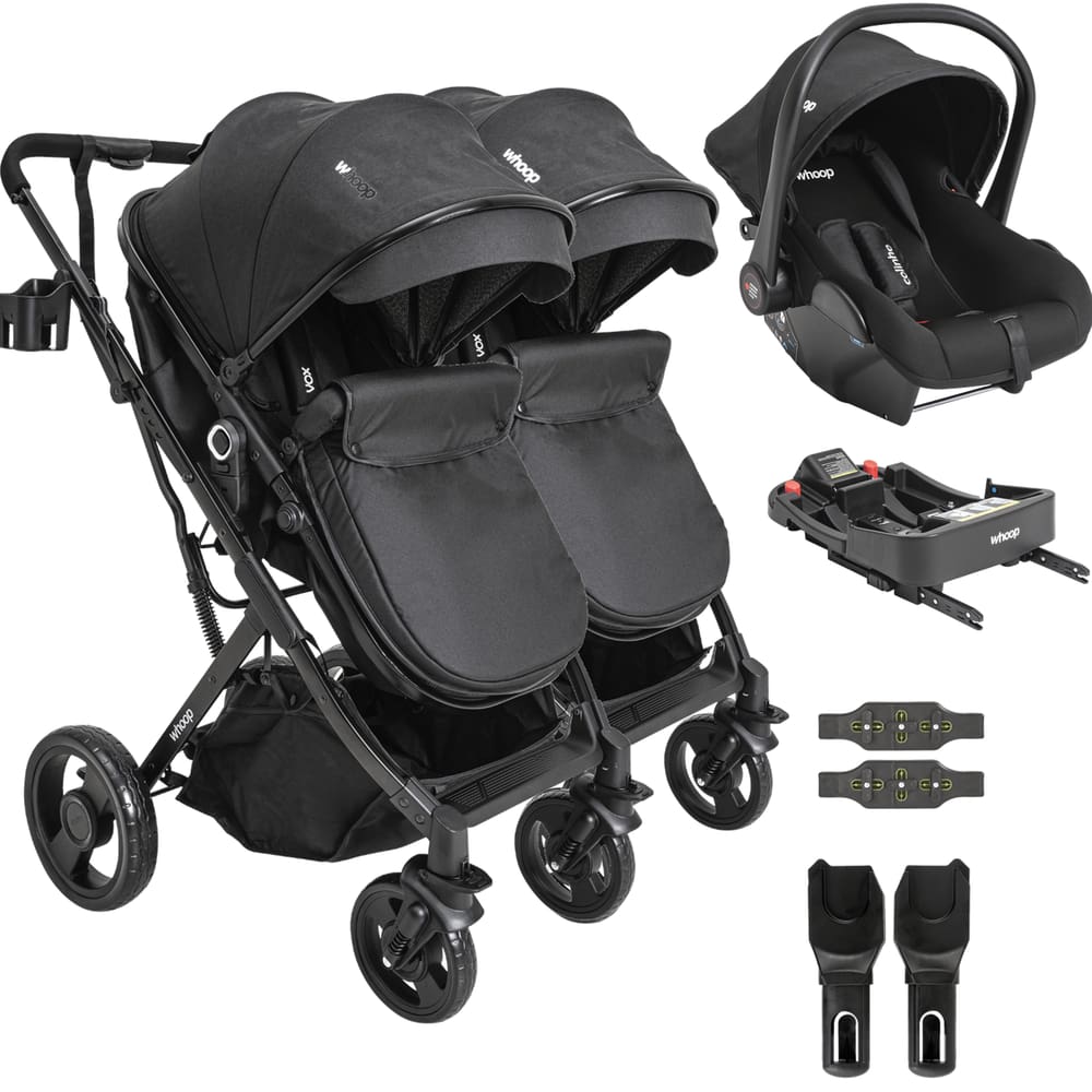 Carrinho Kiddo Gemeos Bebe Conforto Colinho Base ISOFIX Vox Preto